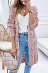 Plus Eyelet sweater button crochet knit cardigan