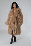 Brown ATHINA Fuzzy Fur Winter Heavy Jacket