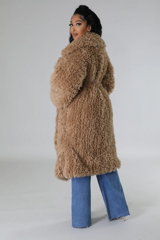 Back of ATHINA Fuzzy Fur Winter Heavy Jacket