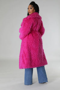 View of the back of ATHINA Fuzzy Fur Winter Heavy Jacket