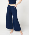 Blue BAMBOO WIDE PANTS ANKLE LENGTH