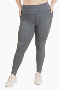 Gray Curvy Tapered Band Essential High Waist Leggings