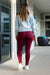 Back view of Maroon Full Length Leggings with Pockets