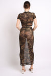 Back view of Camo printed top and maxi skirt set