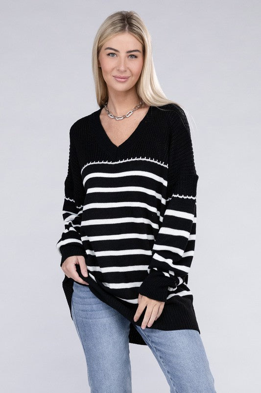 Striped Pattern Knit Sweater