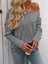 Mandy Contrast Trim Round Neck Long Sleeve Sweater