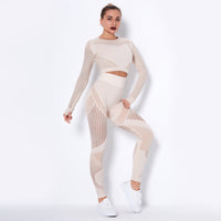 New Seamless Net Hole Quick-Drying Sports Yoga Long Sleeve Set