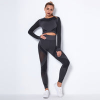 New Seamless Net Hole Quick-Drying Sports Yoga Long Sleeve Set