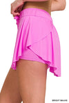 Pink Ruffle Hem Tennis Skirt with Hidden Inner Pockets