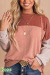 Ribbed color block tunic top