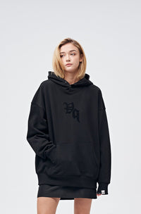 Front view of 90s Vintage Two Seasons Hoodie Black