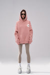 Front view of "Aster" Fleur Pink Hoodie