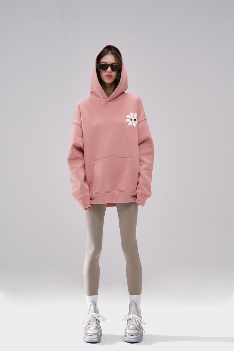 Front view of "Aster" Fleur Pink Hoodie