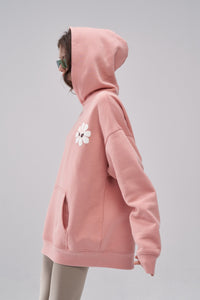 Side view of "Aster" Fleur Pink Hoodie