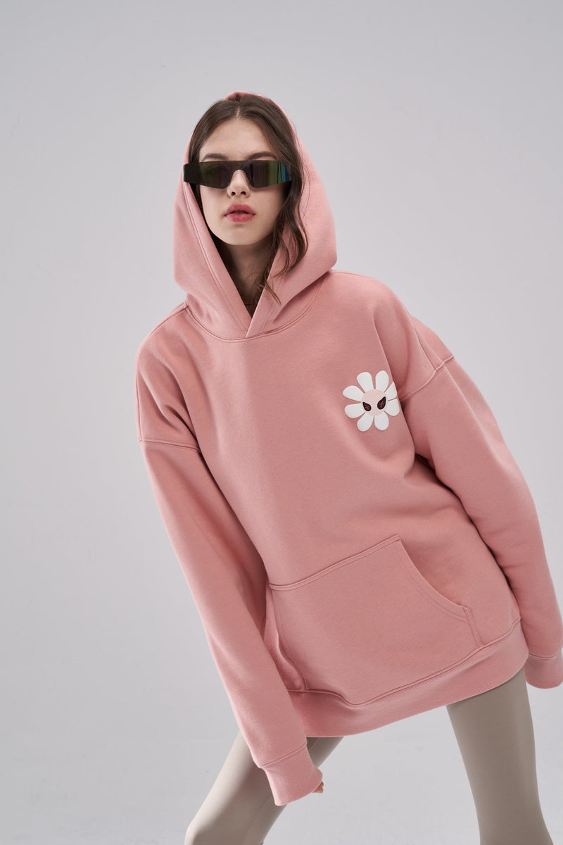 Full view of "Aster" Fleur Pink Hoodie