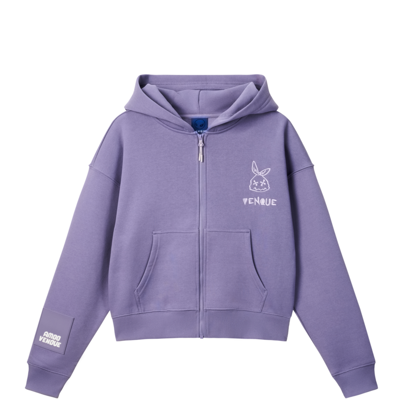 Full view of Bunny Crop Zip-up Hoodie