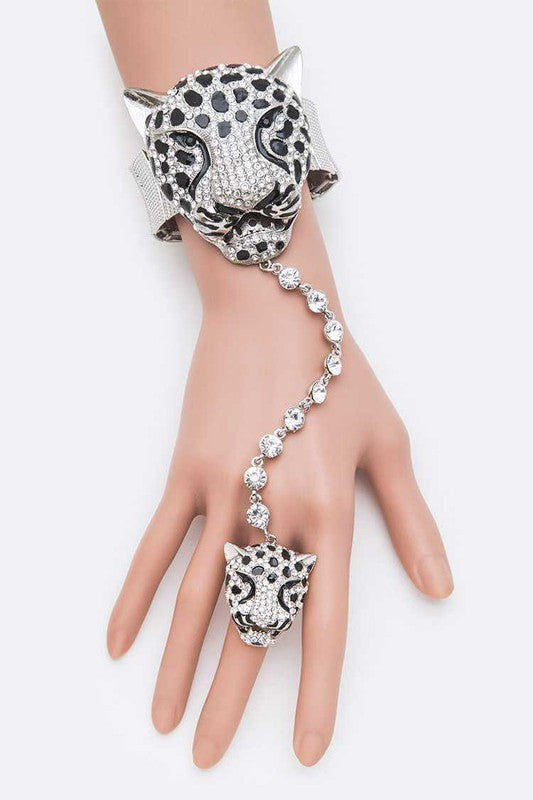 Crystal Cheetah Iconic Ring Bracelet