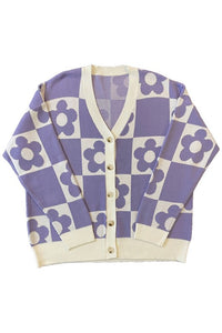 Checkered flower knit cardigan near me