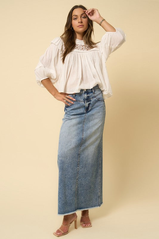 Popular HIGH RISE FLARED MAXI SKIRT