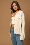 Trending Collared Cable Sweater Cardigan