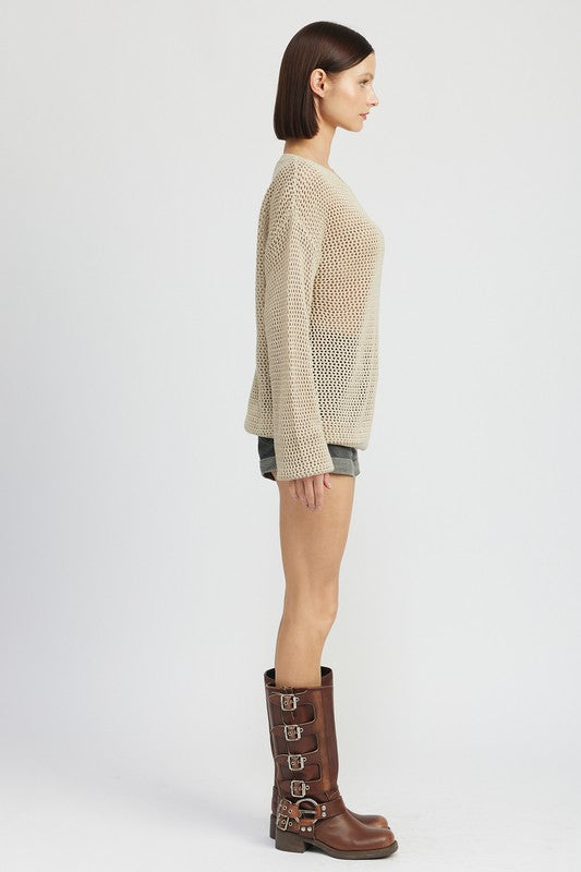 CROCHET LONG SLEEVE TOP