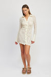 BUTTON DOWN LACE DRESS