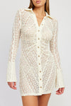 BUTTON DOWN LACE DRESS