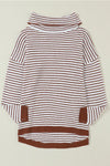 Turtle neck stripe knit sweater poncho top