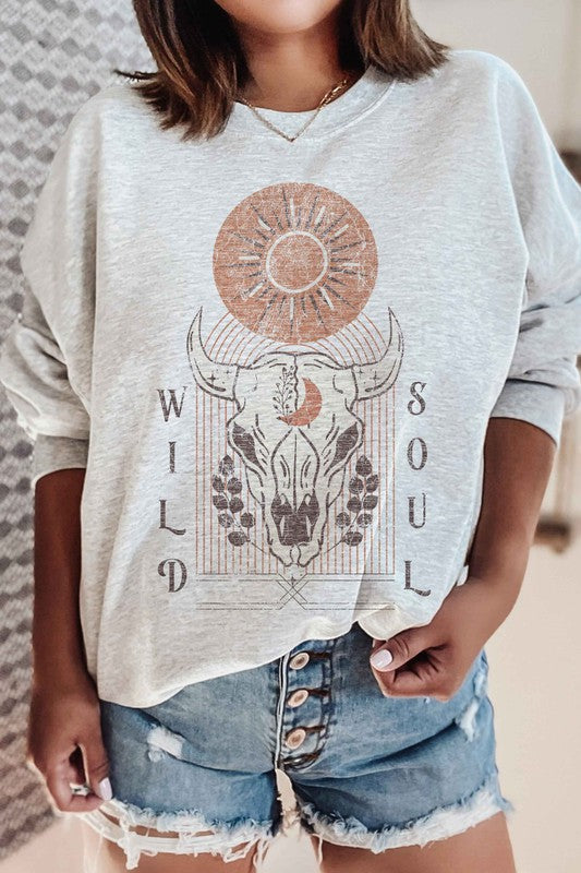 Gray WILD SOUL GRAPHIC SWEATSHIRT