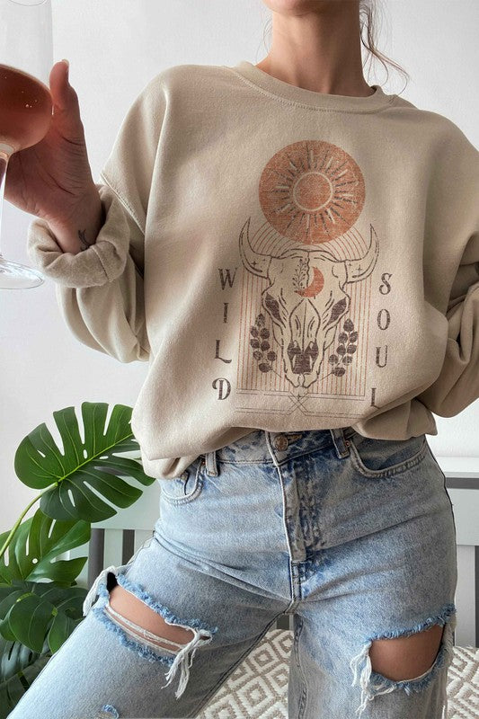 Beige WILD SOUL GRAPHIC SWEATSHIRT