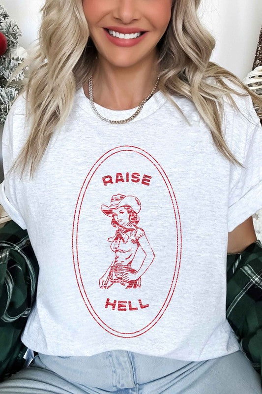 RAISE HELL COUNTRY COWGIRL WESTERN OVERSIZED TEE for her