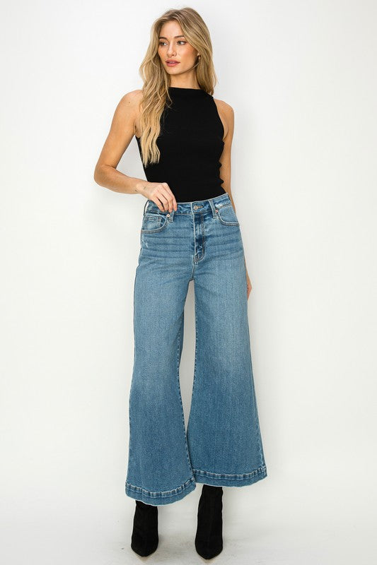 HIGH RISE CROP PALAZZO JEANS for her