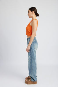 Side view of RIB CROPPED TANK TOP