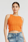 Orange RIB CROPPED TANK TOP