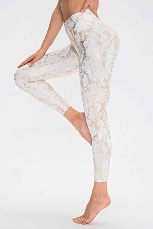 White Animal Print Active Pants