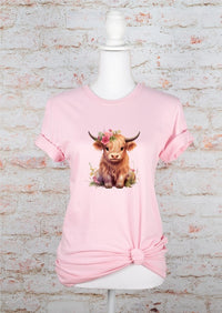 Nice Pink Baby Highland Cow Graphic Tee