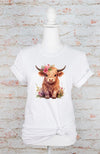 Pink Baby Highland Cow Graphic Tee for mom