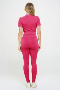 Pink cropped yoga set