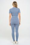 Back of light blue yoga set