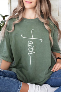 Olive Faith Cross Easter Comfort Colors Graphic Tee