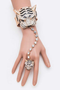 Pretty Crystal Tiger Iconic Ring Bracelet