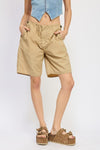 Beige CONTRASTED BERMUDA SHORTS