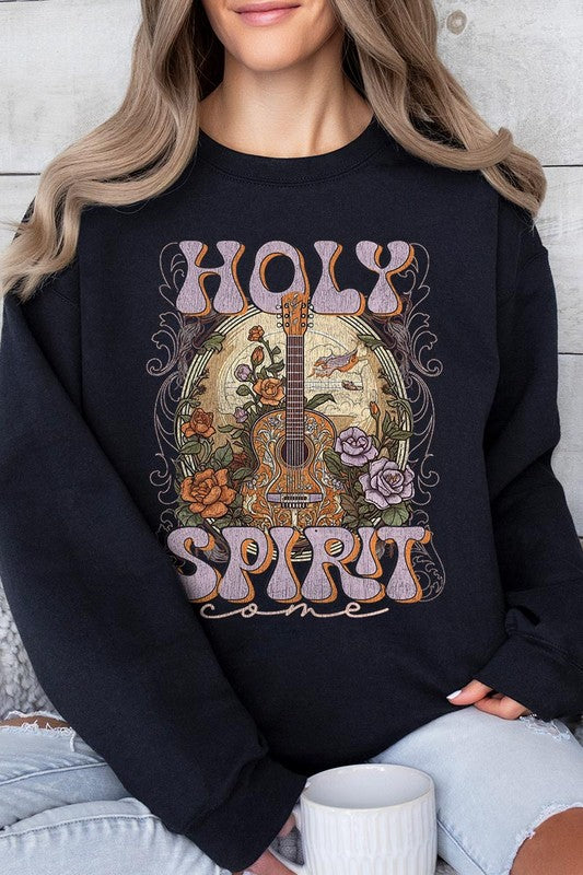 Black Holy Spirit Country Graphic Fleece Sweatshirts