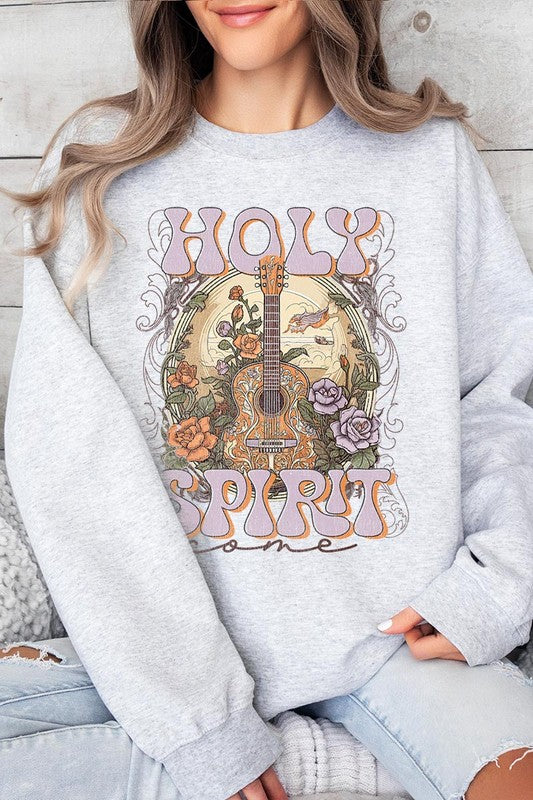 Gray Holy Spirit Country Graphic Fleece Sweatshirts