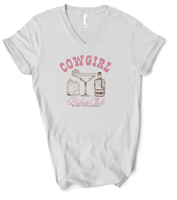 V-Neck Cowgirl Babe Club Graphic Tee for you