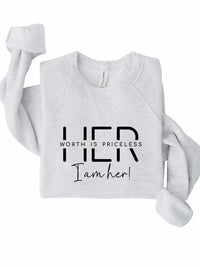 Gray Her Worth is Priceless Bella Premium Sweatshirt