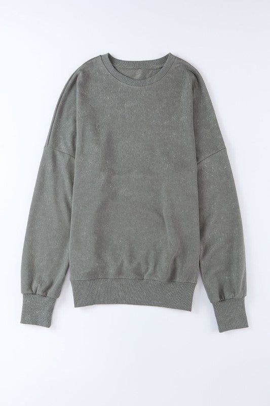 Gray Light washed drop shoulder oversized sweatshirt