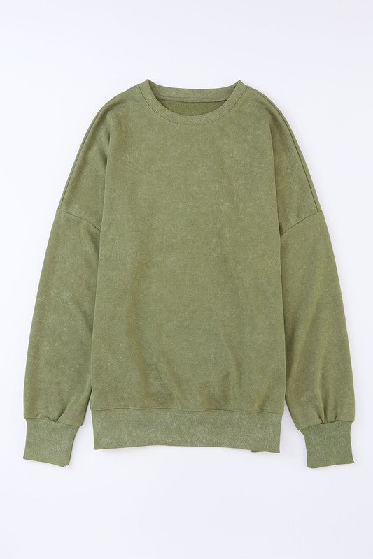 Cute Light washed drop shoulder oversized sweatshirt