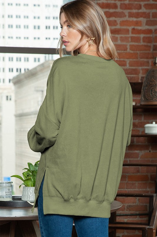 Light washed drop shoulder oversized sweatshirt