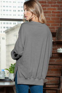 Back view of Light washed drop shoulder oversized sweatshirt